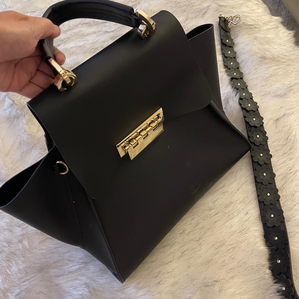 Zac Posen Black Gold Eartha Top Handle